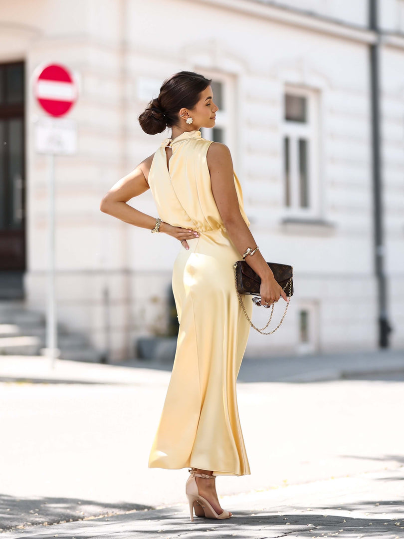 Sukienka satynowa Emilie maxi buttery yellow