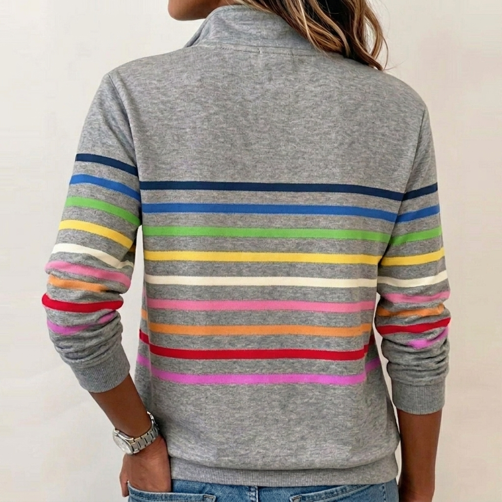Bluza w paski z zamkiem błyskawicznym pod szyją
