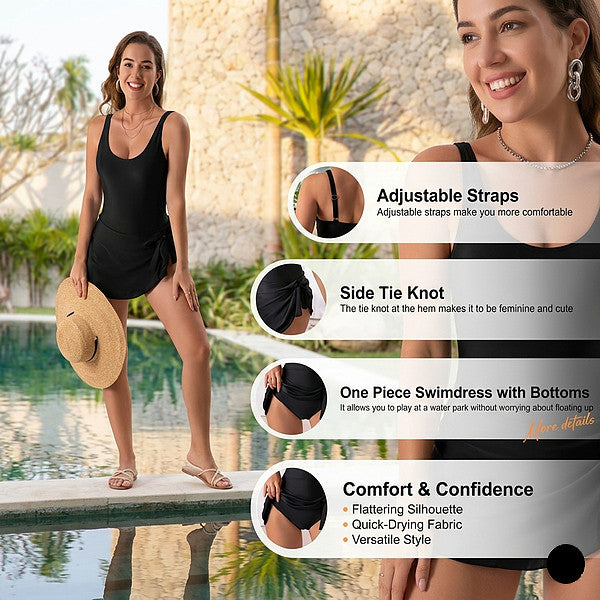 Wygodny kombinezon kąpielowy ze spódniczką | SWIMELLA